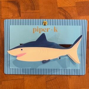 Piper K Blue & White Shark Hair Clip 🦈